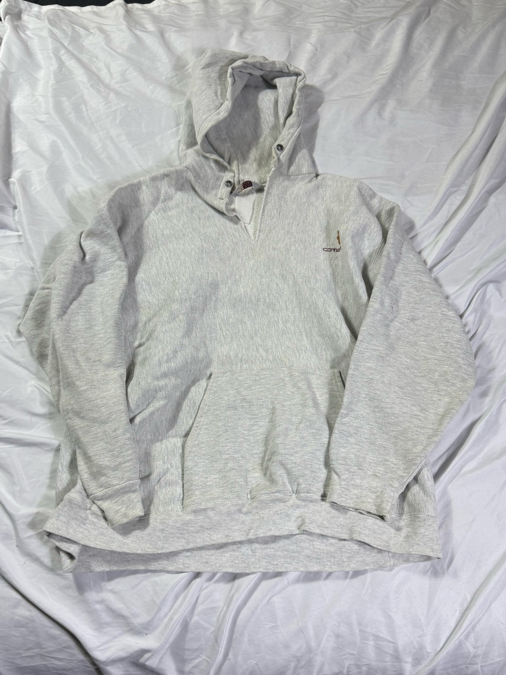 Vintage Carhartt VTG Light Gray Hooded Sweatshirt - Men's Hoodie Reverse Weave